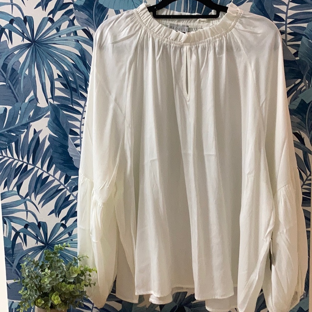 ELOQUII Elements White Poets Blouse Size 18/20 NWT